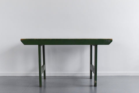 Vintage Small Rustic Green Wooden Table