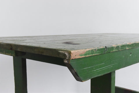Vintage Small Rustic Green Wooden Table
