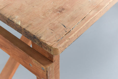 Vintage Small Rustic Wooden Folding Trestle Table