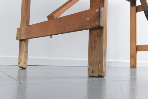 Vintage Small Rustic Wooden Folding Trestle Table