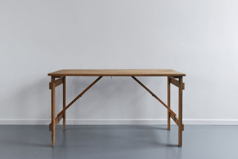 Vintage Small Rustic Wooden Folding Trestle Table