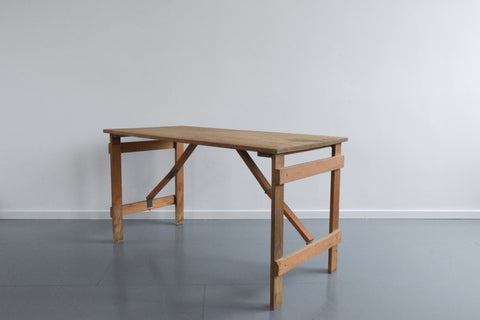 Vintage Small Rustic Wooden Folding Trestle Table