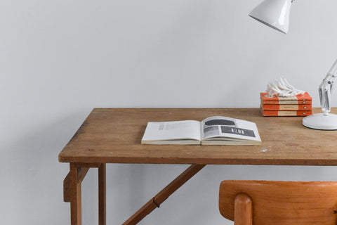 Vintage Small Rustic Wooden Folding Trestle Table
