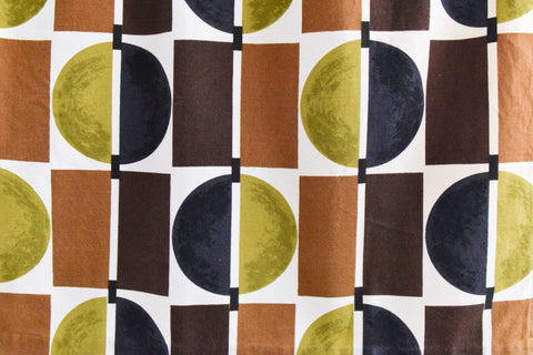 Vintage Small Single 1950s Geometric Screen Printed Curtain 'Diablo' by Tootal