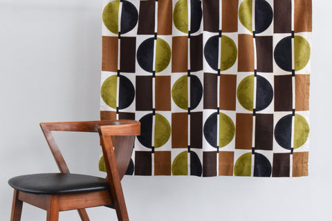 Vintage Small Single 1950s Geometric Screen Printed Curtain 'Diablo' by Tootal