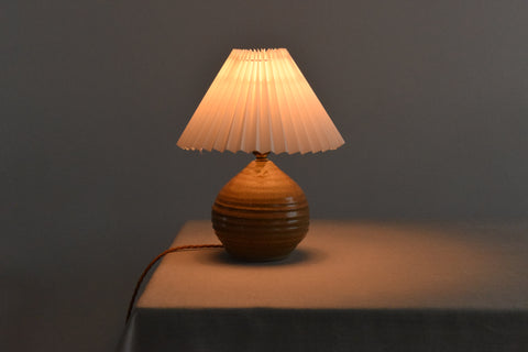 Vintage Small Studio Pottery Table Lamp by Moffatt Pottery Scotland with New White Pleated Shade
