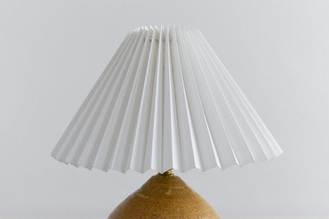 Vintage Small Studio Pottery Table Lamp by Moffatt Pottery Scotland with New White Pleated Shade