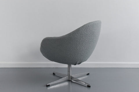 Vintage Small Swivel Upholstered Arm Chair in Green Sea Foam Colour