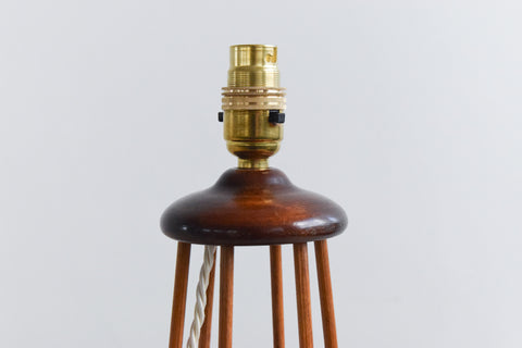 Vintage Small Teak Table Lamp Base from SS Canberra
