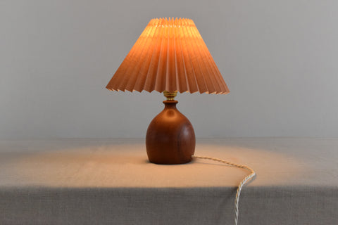Vintage Small Teak Turned Table Lamp Base