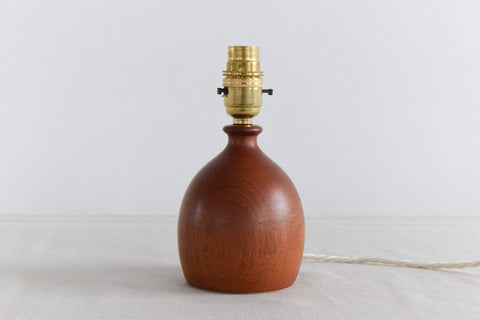 Vintage Small Teak Turned Table Lamp Base