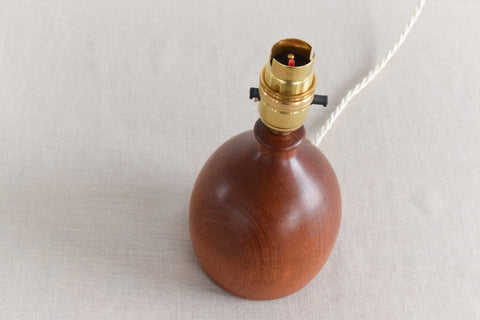 Vintage Small Teak Turned Table Lamp Base