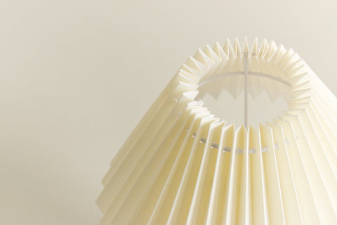 Vintage Small Teak Turned Table Lamp with New Cream Pleated Lampshade