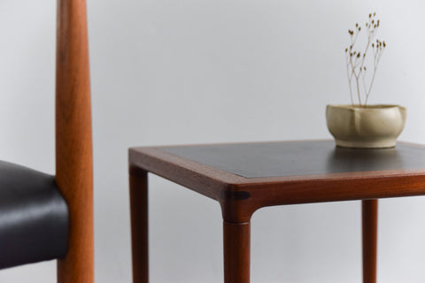 Vintage Small Teak and Vinyl Coffee / Side Table by Kurt Østervig for Jason Møbler