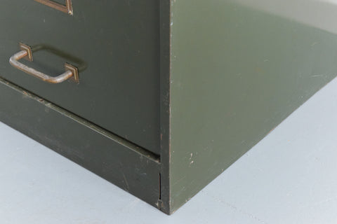 Vintage Small Three Drawer Green Metal Filing Cabinet