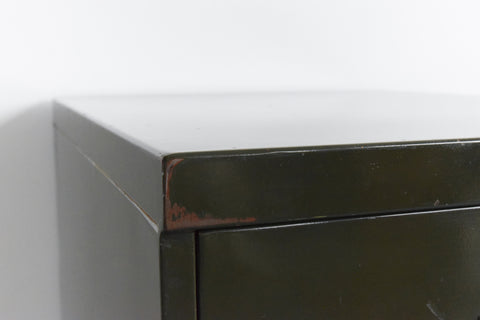 Vintage Small Three Drawer Green Metal Filing Cabinet