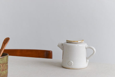 Vintage Small White Studio Pottery Tea Pot