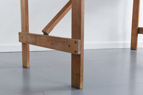 Vintage Small Rustic Wooden Folding Trestle Table