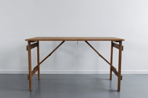 Vintage Small Rustic Wooden Folding Trestle Table