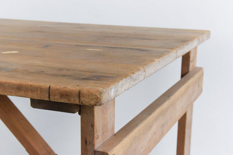 Vintage Small Rustic Wooden Folding Trestle Table