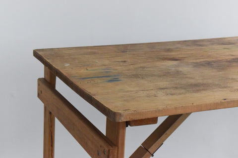 Vintage Small Rustic Wooden Folding Trestle Table