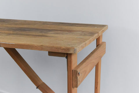 Vintage Small Rustic Wooden Folding Trestle Table