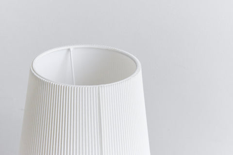 Vintage Small Wooden Table Lamp with White Ribbed Shade