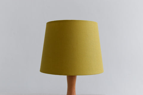 Vintage Small Wooden Table Lamp with Yellow Shade