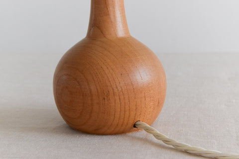 Vintage Small Wooden Table Lamp with Yellow Shade