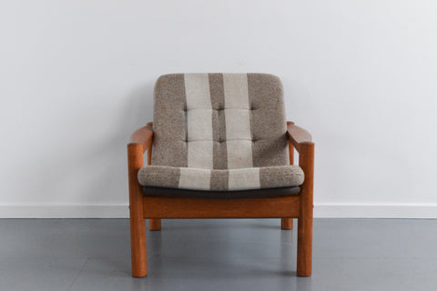 Vintage Teak Framed Two Seater Sofa and Arm Chair Set by Domino Mobler