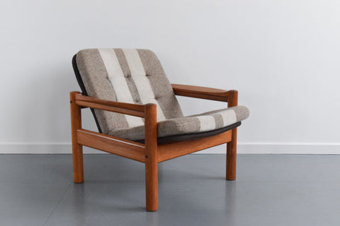 Vintage Teak Framed Two Seater Sofa and Arm Chair Set by Domino Mobler