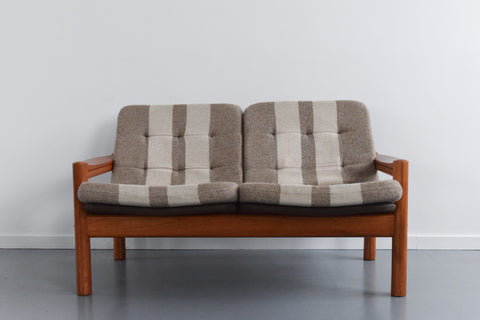 Vintage Teak Framed Two Seater Sofa and Arm Chair Set by Domino Mobler
