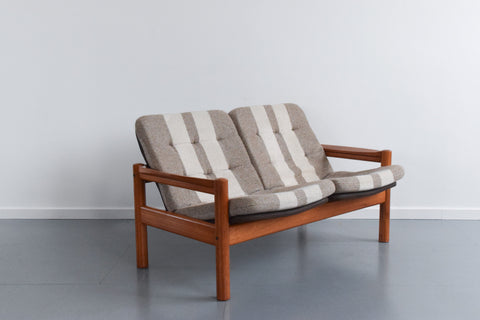 Vintage Teak Framed Two Seater Sofa and Arm Chair Set by Domino Mobler