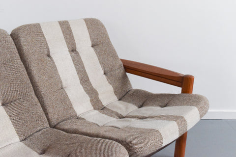 Vintage Teak Framed Two Seater Sofa and Arm Chair Set by Domino Mobler