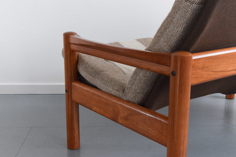 Vintage Teak Framed Two Seater Sofa and Arm Chair Set by Domino Mobler