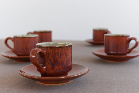 Vintage Studio Pottery Boxed Espresso Cup and Saucer Set