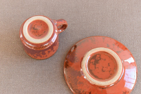 Vintage Studio Pottery Boxed Espresso Cup and Saucer Set