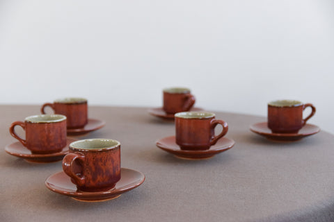 Vintage Studio Pottery Boxed Espresso Cup and Saucer Set