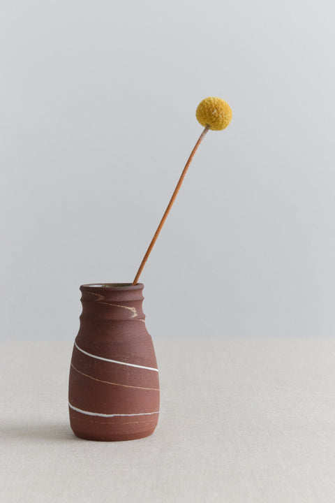 Vintage Studio Pottery Ceramic Striped Bud Vase