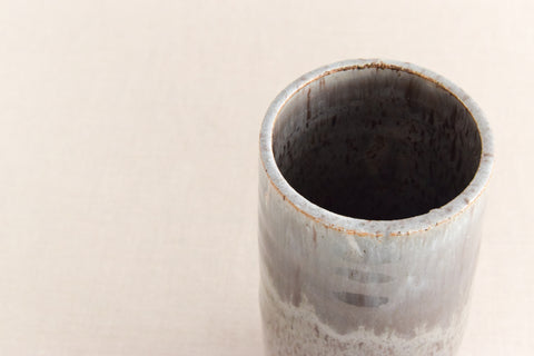 Vintage Studio Pottery Cylindrical Grey Glazed Vase by Youghal Pottery of Ireland