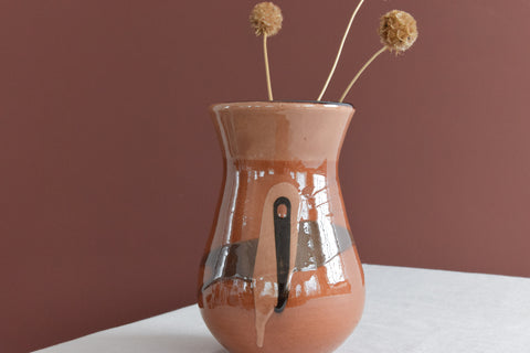 Vintage Brown Studio Pottery Ceramic Vase