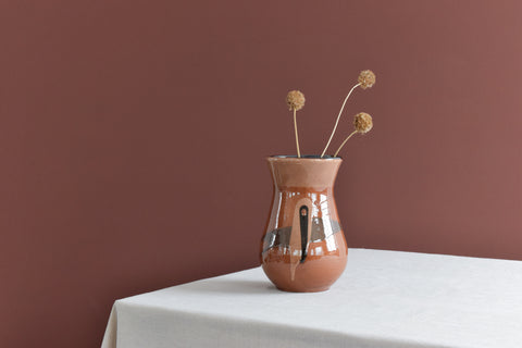 Vintage Brown Studio Pottery Ceramic Vase