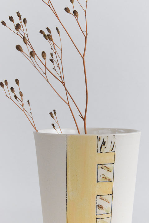 Vintage Studio Pottery Patterend Ceramic Vase