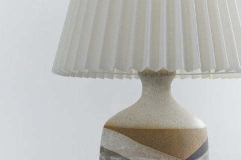 Vintage Studio Pottery Table Lamp with New Pleated Shade