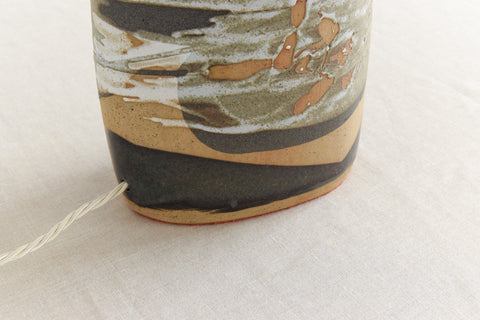 Vintage Studio Pottery Table Lamp with New Pleated Shade