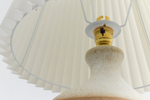 Vintage Studio Pottery Table Lamp with New Pleated Shade
