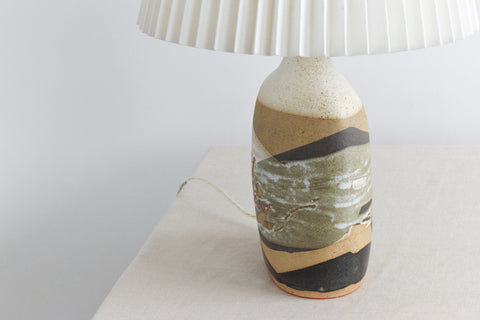 Vintage Studio Pottery Table Lamp with New Pleated Shade