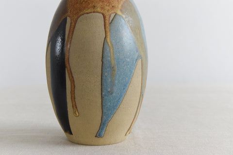 Vintage Studio Pottery Vase / Bottle with Drip Glaze