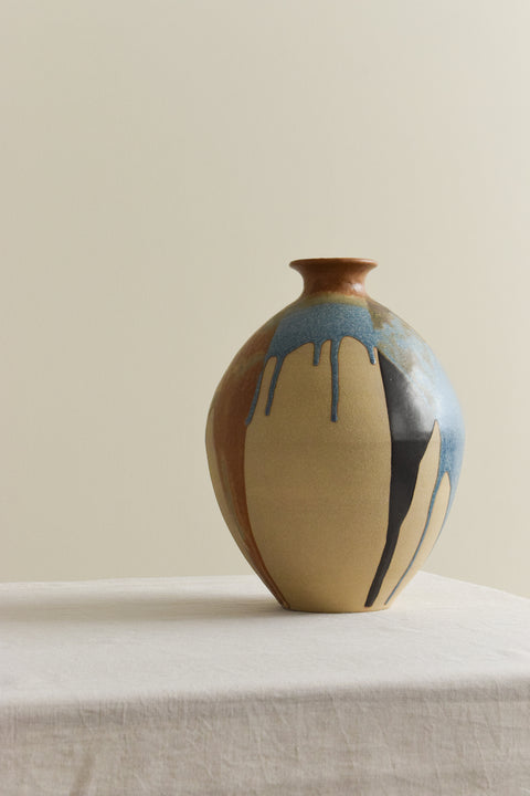 Vintage Studio Pottery Vase with Drip Glaze by Graham Peter Glynn