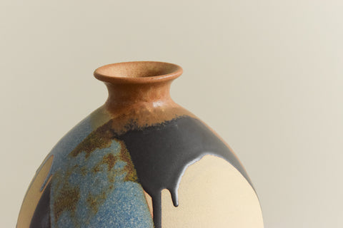 Vintage Studio Pottery Vase with Drip Glaze by Graham Peter Glynn